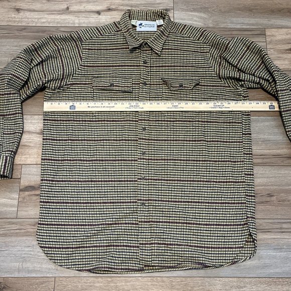 Men's New England Gentleman Flannel Button Up Shirt SZ XXL Check Tan Blue Red - Picture 9 of 10